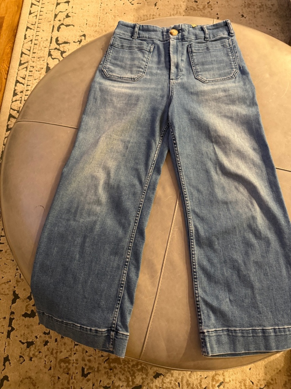 Anthropologie Light Blue Wide Leg Jeans with Patch Front Pockets